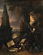 Vanitas en un paisaje (c. 1660), de Matthias Withoos, Galería Nacional de Dinamarca, Copenhague