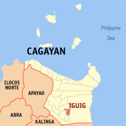 Mapa ng Cagayan na nagpapakita sa lokasyon ng Iguig.