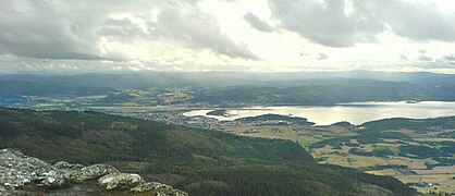 View of the fjord and town