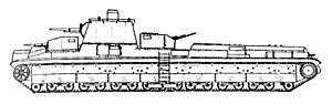 Проєкт танка Т-42 (малюнок, вид з лівого борту). 1932 рік.