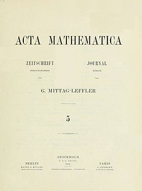 Image illustrative de l’article Acta Mathematica