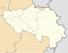 Mapa konturowa prowincji Liège, po prawej nieco na dole znajduje się punkt z opisem „Amel”