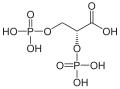 Deutsch: Struktur von D-2,3-Bisphosphoglycerinsäure English: Structure of D-2,3-bisphosphoglyceric acid