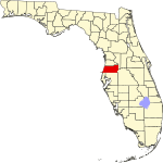 Округ Паско на карте штата.