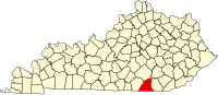 Locatie van McCreary County in Kentucky