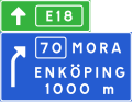 Advance direction sign exit ahead from motorway or expressway