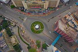 Ariel view of Shapla Square, Dhaka, Bangladesh