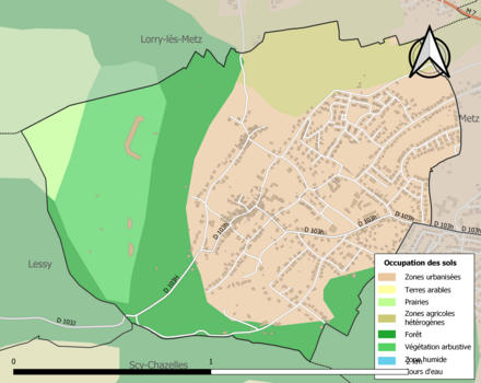 Carte en couleurs présentant l'occupation des sols.