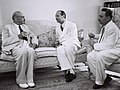 Israeli President Chaim Weizmann (left) with first Turkish ambassador to Israel, Seyfullah Esin (c), and Foreign Minister Moshe Sharett, 1950