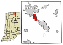 Location of Dunlap in Elkhart County, Indiana.