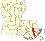 State map highlighting Jefferson Parish