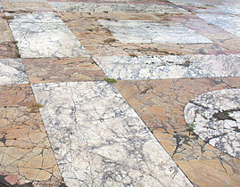 Marble pavement, Giallo antico (red), Pavonazzetto (white), Rome, 106-112BC
