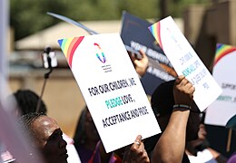 Placards held at Soweto Pride 2023.jpg