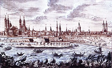 Vy över Speyer, före 1750.