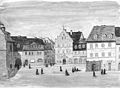 Zeichnung von Fritz Stoltenberg: Der Herderplatz in Weimar (1873)