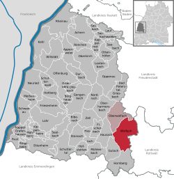 Elhelyezkedése Baden-Württemberg térképén