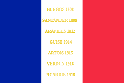 Drapeau du 119e régiment d'infanterie de l'armée française, avec ses batailles.