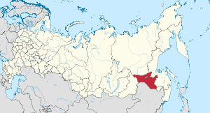 Amurin alue Venäjällä, alla kaupungin sijainti alueella