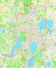Mapa konturowa Czelabińska, w centrum znajduje się punkt z opisem „Czelabińsk”