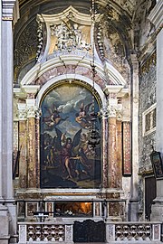 La Cappella dell'Angelo Custode con la pala dell′Angelo Custode ed angeli che trasportano le anime di Palma il Giovane