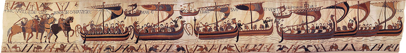 La flota de invasión de Guillermo el Conquistador. Tapiz de Bayeux, siglo XI.