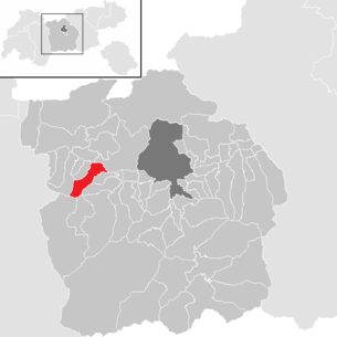 Lage der Gemeinde Inzing im Bezirk Innsbruck-Land (anklickbare Karte)