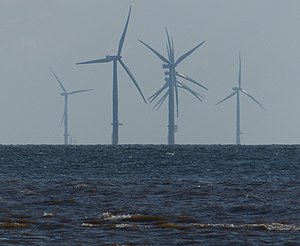 Offshore-Windpark Lincs hinter dem Offshore-Windpark Lynn and Inner Dowsing