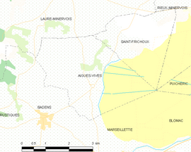 Mapa obce Aigues-Vives