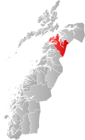 Kart over Hamarøy kommune Hábmera suohkan