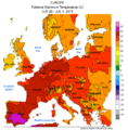 NOAA map of Extreme maximum temperature JUN 28 - JUL 04, Europe.