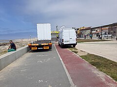 Parking violation in bike lane in Eurovelo 1, Section 15, in Portugal 2.jpg