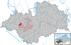 Poziția Setzin pe harta districtului Ludwigslust-Parchim