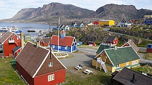 Sisimiut centrum, Kangerluarsunnguaq Bay, and the massif of Palasip Qaqqaa