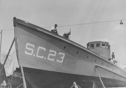 USS SC-23 under construction port bow.jpg