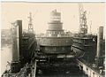 Fig. 6 Upper storeys loaded onto offshore lift platform at Kiel.