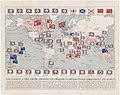 1910 yılında Birleşik Krallık bayrağı kullanılan sömürge topraklarını gösteren harita