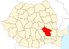 Map of Romania highlighting Buzău County