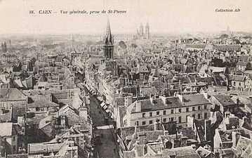 Vue aérienne du centre-ville ancien au début du XXe siècle.