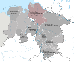 Bremen-Verden markeras i avvikande färg.