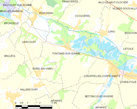 Mapa obce Fontaine-sur-Somme