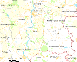 Mapa obce Millac