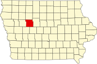 Map of Ajova highlighting Calhoun County