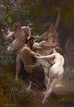 Nimfen en een sater, Bouguereau