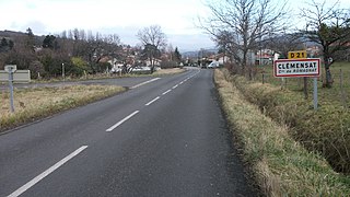 RD 21 à l'entrée de Clémensat, lieu-dit de la commune de Romagnat