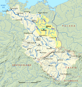 Hervorhebung des Flusssystems Spree-Havel