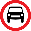 Motor vehicles except solo motorcycles prohibited. The sign may display an exemption plate (for example: 'Except for access')