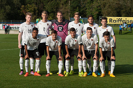 vor dem Spiel gegen die Demokratische Republik Kongo am 12. September 2014 in Bad Erlach.