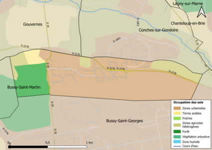 Carte des infrastructures et de l'occupation des sols en 2018 (CLC) de la commune.