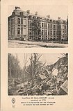 Le château de Caulaincourt avant 1914 et après sa destruction par les Allemands en 1917.