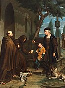 Christopher Columbus at the gates of the monastery of Santa Maria de la Rabida with his son Diego.jpg